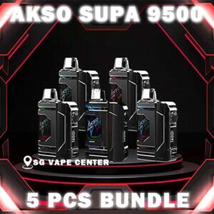 5PCS AKSO SUPA 9500 BUNDLE - SG VAPE CENTER SINGAPORE The 5PCS AKSO SUPA 9500 BUNDLE Package include : Choose 5 Pcs of AKSO SUPA 9500 Puffs Disposable with amazing price ! FREE DELIVERY Akso supa 9500 Disposable Ready stock in our sg singapore store online shop. This Kit is new era disposable vape device. It has child lock mode function, smart screen indicator to show battery percentage and high power boost button. The child lock mode can make sure children wont use the device accidentally. Futhermore, the high power boost button can bring more smoke feeling to SG vape users. Looking for a vape shop in Singapore? Check out the Akso Supa 9500 Puff Disposable Vape, featuring same-day delivery, 5% nicotine content, and adjustable airflow. Find out more about this Akso vape and where to get it. Get ur akso supa now at SG VAPE CENTER . We provide same day cash on delivery service with 0 deposit! Specification : Nicotine 50mg (5%) Approx. 9500 puffs Capacity 18ml Rechargeable Battery 650mAh Extra Boost Button Child Lock Safety ⚠️AKSO SUPA 9500 FLAVOUR LINE UP⚠️ Apple Asam Boi Blackberry Ice Blackcurrant Yakult Creamy Milk Grape Ice Ice Cream Cake Green Grape Lychee Longan Super Ice Mint Taro Ice Cream Mango Yakult Nutty Tobacco Root Beer Solero Strawberry Vanilla Donut Vanilla Latte Watermelon Ice Yakult Guava Asam Melon Gum Strawberry Gum Mango Ice SG VAPE COD SAME DAY DELIVERY , CASH ON DELIVERY ONLY. TAKE BULK ORDER /MORE ORDER PLS CONTACT ME :  SGVAPECENTER VIEW OUR DAILY NEWS INFORMATION VAPE : TELEGRAM CHANNEL