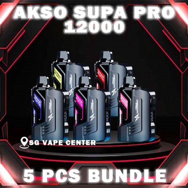 5PCS AKSO SUPA PRO 12000 DISPOSABLE BUNDLE FLAVOUR - SG VAPE CENTER SINGAPORE The 5PCS AKSO SUPA PRO 12000 DISPOSABLE BUNDLE Package include : Choose 5 Pcs of AKSO SUPA PRO 12K Puffs with amazing price ! Free Gift x1 FREE DELIVERY AKSO SUPA PRO 12000 Disposable ( 12k Puffs ) Ready stock in our sg singapore store online shop for same day delivery , This device are one of the smash-market Cartridge System Pod in Malaysia. They pack a rechargeable battery and come prefilled with a whopping 12ml of liquid together with an indicator special for battery and liquid level. This allows you to vape longer on a single disposable and makes the AKSO SUPA PRO a great option for traveling, extended road trips, or even just day-to-day use. Each Prefilled Cartridge will last for 12000 puffs. What makes AKSO SUPA PRO are different than the other device because it came with Chip Set System which will show you accurate level of flavour indicator. delivers a great flavoring, a satisfying draw and the indicator; They feel really good in the hand as ergonomic shape to hold and vape with. The AKSO SUPA PRO is available in 12 flavors for you to choose. Some flavors to try are Blackcurrant Yacult, Rootbeer, Apple Asam Boi and Nutty Tobacco. Specification : Nicotine 50mg (5%) Approx. 12000 puffs Capacity 12ml Blue Led - Unlock & Booster ,Press the button for booster experience Blue & Green Led - Locked ,Press 3 Time for Child Lock Safety ⚠️AKSO SUPA PRO 12000 DISPOSABLE BATTERY & PREFILLED POD LINE UP⚠️ Apple Asam Boi Blackcurrant Yakult Grape Ice Watermelon Mango Lime Minty Gum Nutty Tobacco Peanut Butter Toast Pineapple Mango Pomegranate Plum Guava Rootbeer Triple Mango Strawberry Hami Melon Mango Nata De Coco Strawberry Vanilla Custard Pina Watermelon Strawberry Zesty Grape Watermelon Grape Mango Mangosteen Lychee Longan Grape Gum Passion Grape Honeydew Blackcurrant Oolong Green Tea Tie Guan Yin Mango Gis Ice Coffee Hazelnut Wild Sour Berry Blueberry kiwi Apple Aloe Vera Passion Lychee SG VAPE COD SAME DAY DELIVERY , CASH ON DELIVERY ONLY. TAKE BULK ORDER /MORE ORDER PLS CONTACT ME :  SGVAPECENTER VIEW OUR DAILY NEWS INFORMATION VAPE : TELEGRAM CHANNEL