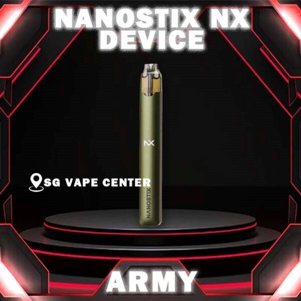 NANOSTIX NX V3 DEVICE - SG VAPE CENTER NANOSTIX NX V3 DEVICE Ready stock in Vape Singapore , All brand new and upgraded version of NanoSTIX! NanoSTIX NX device is powered with LED power indicator, USB Type-C fast charging and now with better airflow. NanoSTIX NX V3 is a revolutionary closed pod system featuring load and go NanoPOD, minus the harmful tar and chemicals of cigarettes’ that offers a healthier, more economical alternative to smoking. The device is lightweight and made of stainless steel casing with more slick design for better grip and more stylish. Designed without the mess of refill tanks. Simply insert the NanoPOD pod cartridge into the device and you’re ready to vape right away. The NANOSTIX NX V3 DEVICE Compatible Pod with : Sera Pod , Nanostix Neo Pod . Features: Stainless Steel Body Built-in Battery 300mAh LED Power Indicator Resistance: 2.0ohm Package Included: 1x NanoSTIX NX Device 1x Type-C Cable Compatible Pod: NanoSTIX Neo V2 Pod Sera Pod ⚠️NANOSTIX Nx V3 DEVICE COLOR LINE UP⚠️ Army (Green) Tuxedo (Black) Denim (Blue) Brass (Brown) Petra (Rose) Titanium (Gold) SG VAPE COD SAME DAY DELIVERY , CASH ON DELIVERY ONLY. TAKE BULK ORDER /MORE ORDER PLS CONTACT ME :  SGVAPECENTER VIEW OUR DAILY NEWS INFORMATION VAPE : TELEGRAM CHANNEL