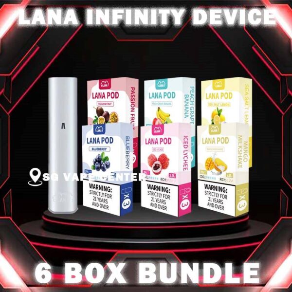 LANA INFINITY BUNDLE 120 - SG VAPE CENTER Package Include : 1 x Lana Infinity Device 6  x Box Lana Infinity Pods (Per Box 3pods , Total 18 Pods) Free Delivery The Lana Infinity Device uses type-c connectors, which quick fully charged in shorter time. Compatible with 4th & 5th generation pod flavours. Atomization equipment is stable, bringing a good vaping experience. The Lana Infinity Pod is arguably one of the best reloading systems you will ever use. It improves the atomisation system of the first generation LANA POD and upgrades the heating core again, resulting in a fresher atomised smoke and softer e-liquid, giving the user a more intense taste. At the same time, the oil sealing technology has been improved several times, greatly avoiding e-liquid leakage. The materials used in Lana Pod II are very particular. It abandons the traditional and cheap cotton core heating technology and adopts the latest ceramic core heating to ensure the taste of atomization. At the same time, the oil sealing technology has been improved to greatly ensure the occurrence of e-liquid leakage. Ensure a more comfortable and safe user experience. ⚠️LANA INFINITY DEVICE COLOR LINE UP⚠️ Black Blue Cyan Red Whtie ⚠️LANA INFINITY POD FLAVOUR LINE UP⚠️ Blueberry Coke Ice Lychee Mango Milkshake Passion Fruit Peach Grape Banana Peach Sea Salt Lemon Sprite Strawberry kiwi Strawberry Milk Taro Ice Cream Tie Guan Yin Watermelon Berry Blast Energy Drink Juicy Grape Strawberry Watermelon SG VAPE COD SAME DAY DELIVERY , CASH ON DELIVERY ONLY. TAKE BULK ORDER /MORE ORDER PLS CONTACT ME :  SGVAPECENTER VIEW OUR DAILY NEWS INFORMATION VAPE : TELEGRAM CHANNEL