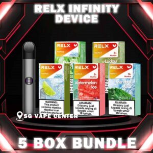 RELX INFINITY BUNDLE 180 - SG VAPE CENTER The RELX INFINITY BUNDLE 180 Discover out signature Vape pod Menthol Xtra 5% Nicotine flavor, alongside popular options like Infinity Pod Watermelon Ice , Tangy Grape , Mint Freeze , Jasmine Green Tea, Strawberry Burst, and Oolong Tea. For those craving extra sweetness, you can also enjoy Root Brew or Dark Sparkle flavors. RELX Infinity is a stylish and Red Dot Award winning product. Carrying the RELX Super Smooth Tech and leak resistant features. Package Include : 1 x Device 5  x Box Relx Pods (Per Box 3pods , Total 15 Pods) Free Delivery ⚠️CHOOSE PACKAGE DEVICE LIST⚠️ RELX INFINITY DEVICE RELX INFINITY 2 DEVICE RELX PHANTOM DEVICE ⚠️RELX INFINITY POD FLAVOUR LINE UP⚠️ Blueberry Splash Crisp Apple Jasmine Green Tea Pink Guava Root Brew Honey Pomelo Fresh Peach Lychee Ice Lemon Zest Honeydew Melon Iced Latte White Coffee Thai Milk Tea Smooth Mango Orange Sparkle Strawberry Burst Dark Sparkle Lime Sparkle Banana Freeze Ludou Ice Lime Ice Taro Scoop Oolong Tea LongJing Tea Iced Black Tea Tangy Grape Watermelon Ice Menthol Xtra 5% Mint Freeze 5% Lemon Mint Rich Tobacco 5% Classic Tobacco 5% Menthol Extra 0mg Watermelon Ice 0mg SG VAPE COD SAME DAY DELIVERY , CASH ON DELIVERY ONLY. TAKE BULK ORDER /MORE ORDER PLS CONTACT ME :  SGVAPECENTER VIEW OUR DAILY NEWS INFORMATION VAPE : TELEGRAM CHANNEL