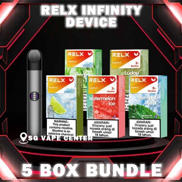 RELX INFINITY BUNDLE 180 - SG VAPE CENTER The RELX INFINITY BUNDLE 180 Discover out signature Vape pod Menthol Xtra 5% Nicotine flavor, alongside popular options like Infinity Pod Watermelon Ice , Tangy Grape , Mint Freeze , Jasmine Green Tea, Strawberry Burst, and Oolong Tea. For those craving extra sweetness, you can also enjoy Root Brew or Dark Sparkle flavors. RELX Infinity is a stylish and Red Dot Award winning product. Carrying the RELX Super Smooth Tech and leak resistant features. Package Include : 1 x Device 5  x Box Relx Pods (Per Box 3pods , Total 15 Pods) Free Delivery ⚠️CHOOSE PACKAGE DEVICE LIST⚠️ RELX INFINITY DEVICE RELX INFINITY 2 DEVICE RELX PHANTOM DEVICE ⚠️RELX INFINITY POD FLAVOUR LINE UP⚠️ Blueberry Splash Crisp Apple Jasmine Green Tea Pink Guava Root Brew Honey Pomelo Fresh Peach Lychee Ice Lemon Zest Honeydew Melon Iced Latte White Coffee Thai Milk Tea Smooth Mango Orange Sparkle Strawberry Burst Dark Sparkle Lime Sparkle Banana Freeze Ludou Ice Lime Ice Taro Scoop Oolong Tea LongJing Tea Iced Black Tea Tangy Grape Watermelon Ice Menthol Xtra 5% Mint Freeze 5% Lemon Mint Rich Tobacco 5% Classic Tobacco 5% Menthol Extra 0mg Watermelon Ice 0mg SG VAPE COD SAME DAY DELIVERY , CASH ON DELIVERY ONLY. TAKE BULK ORDER /MORE ORDER PLS CONTACT ME :  SGVAPECENTER VIEW OUR DAILY NEWS INFORMATION VAPE : TELEGRAM CHANNEL