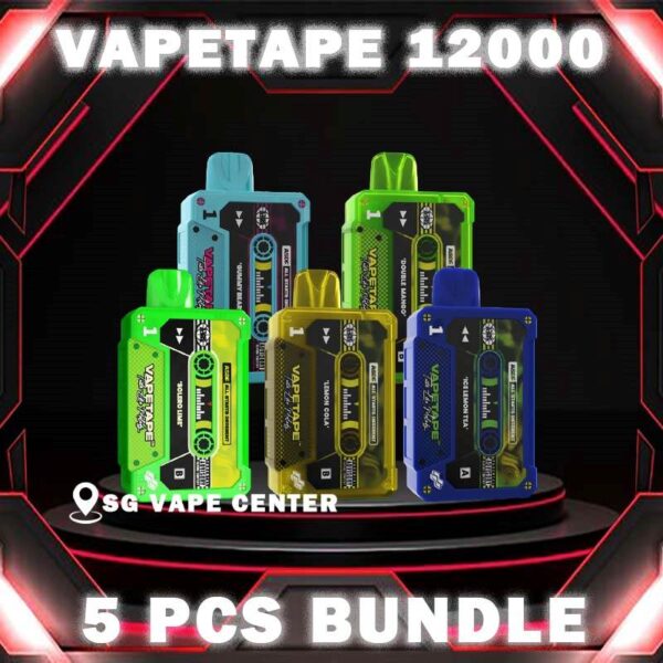 5PCS VAPETAPE 12000 DISPOSABLE BUNDLE - SG VAPE CENTER SINGAPORE The 5PCS VAPETAPE 12000 DISPOSABLE BUNDLE Package include : Choose 5 Pcs of VAPETAPE 12K Puffs with amazing price ! Free Gift x1 FREE DELIVERY The Vape tape 12k Ready stock in our sg singapore store online shop for same day delivery. This Kit is a Malaysian e-cigarette made specifically for the Malaysian palate,  Vapetape 12000 Rechargeable Disposable , have features rich smells and delectable flavours. We are the best online vape store in Singapore, therefore I guarantee you can test it Vapetape 12k right now at SG VAPE SINGAPORE. Try out quickly at our store now ! Discover out Vape tape 12k signature Double Mango flavor, alongside popular options like Vapetape 12k puffs Honeydew Watermelon, Sour Bubblegum , Solero Lime , Watermelon Peach, Gummy Bear, and Strawberry Lemon Tart. For those craving extra sweetness, you can also enjoy Ice Lemon Tea or Red Slurpee flavors. Specification : Nicotine 50mg (5%) Approx. 12000 puffs Mesh Coil Rechargeable Battery Charging Port: Type-C ⚠️VAPETAPE 12000 FLAVOUR LINE UP⚠️ Double Mango Mango Grape Mango Lychee Strawberry Lychee Lychee Blackcurrant Grape Blackcurrant Honeydew Watermelon Pineapple Orange Kiwi Passion Fruit Guava Peach Mixed Berries Lemon Cola Blackcurrant Yakult Gummy Bear Solero Lime Sour Bubblegum Banana Custard Strawberry Lemon Tart Honeydew Blackcurrant Ice Lemon Tea Red Slurpee Grape Bubblegum Yakult Watermelon Peach Peach Lychee SG VAPE COD SAME DAY DELIVERY , CASH ON DELIVERY ONLY. TAKE BULK ORDER /MORE ORDER PLS CONTACT ME :  SGVAPECENTER VIEW OUR DAILY NEWS INFORMATION VAPE : TELEGRAM CHANNEL