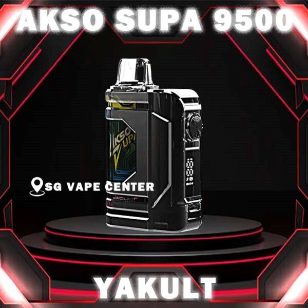 AKSO SUPA 9500 DISPOSABLE - SG VAPE CENTER Akso supa 9500 Disposable is new era disposable vape device. It has child lock mode function, smart screen indicator to show battery percentage and high power boost button. The child lock mode can make sure children wont use the device accidentally. Futhermore, the high power boost button can bring more smoke feeling to SG vape users. Get ur akso supa now at SG VAPE CENTER . We provide same day cash on delivery service with 0 deposit! Specification : Nicotine 50mg (5%) Approx. 9500 puffs Capacity 18ml Rechargeable Battery 650mAh Extra Boost Button  Child Lock Safety  ⚠️AKSO SUPA 9500 FLAVOUR LINE UP⚠️ Apple Asam Boi Blackberry Ice Blackcurrant Yakult Creamy Milk Grape Ice Ice Cream Cake Green Grape Lychee Longan Super Ice Mint Taro Ice Cream Mango Yakult Nutty Tobacco Root Beer Solero Strawberry Vanilla Donut Vanilla Latte Watermelon Ice Yakult Guava Asam Melon Gum Strawberry Gum Mango Ice SG VAPE COD SAME DAY DELIVERY , CASH ON DELIVERY ONLY. TAKE BULK ORDER /MORE ORDER PLS CONTACT ME :  SGVAPECENTER VIEW OUR DAILY NEWS INFORMATION VAPE : TELEGRAM CHANNEL