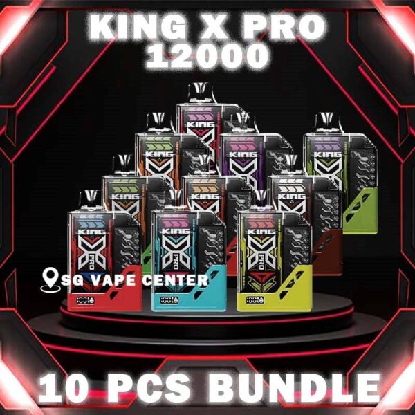 10PCS KING X PRO 12000 DISPOSABLE BUNDLE - SG VAPE CENTER SINGAPORE The 10PCS KING X PRO 12000 DISPOSABLE BUNDLE Package include : Choose 10 Pcs of KING X PRO 12K Puffs with amazing price ! Free Gift x1 FREE DELIVERY The KING X PRO 12000 DISPOSABLE VAPE ( 12K Puffs ) Ready stock in our sg singapore store online shop for same day delivery. Explore our selection and order today! The King X Vape USER MANUAL of High Power Mode : Long Press on side button while inhale, Unlocking / Lock Child Lock : Press 5 time continuosly at the side button . Specification : Nicotine Strength : 5% Puffs : 12000 Puff Battery Capacity : Type-C Rechargeable Coil : Mesh coil ⚠️KING X PRO 12000 FLAVOUR LINE UP⚠️ Fresh Watermelon Juice Guava Grape Lychee Berries Mix Mango Guava Watermelon Peanut Oreo Cookie Rootbeer Solero Ice Cream Strawberry Cheesecake Unicorn Milk Watermelon Candy Blackcurrant Honeydew Strawberry Mango Strawberry Watermelon Watermelon Mango Ice Coffee Hazelnut Peanut Butter Choco Peanut Corn Pancake Lemon Drop Sparkling Apple Punch Strawberry Pine Melon SG VAPE COD SAME DAY DELIVERY , CASH ON DELIVERY ONLY. TAKE BULK ORDER /MORE ORDER PLS CONTACT ME :  SGVAPECENTER VIEW OUR DAILY NEWS INFORMATION VAPE : TELEGRAM CHANNEL