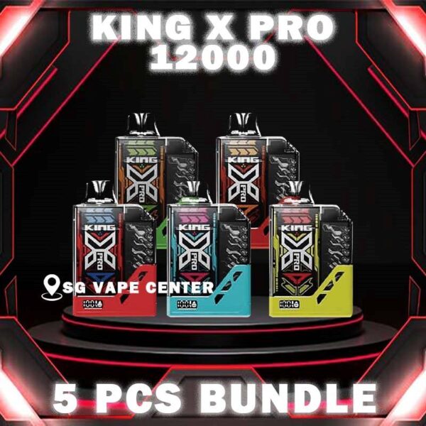 5PCS KING X PRO 12000 DISPOSABLE BUNDLE - SG VAPE CENTER SINGAPORE The 5PCS KING X PRO 12000 DISPOSABLE BUNDLE Package include : Choose 5 Pcs of KING X PRO 12K Puffs with amazing price ! Free Gift x1 FREE DELIVERY The KING X PRO 12000 DISPOSABLE VAPE ( 12K Puffs ) Ready stock in our sg singapore store online shop for same day delivery. Explore our selection and order today! The King X Vape USER MANUAL of High Power Mode : Long Press on side button while inhale, Unlocking / Lock Child Lock : Press 5 time continuosly at the side button . Specification : Nicotine Strength : 5% Puffs : 12000 Puff Battery Capacity : Type-C Rechargeable Coil : Mesh coil ⚠️KING X PRO 12000 FLAVOUR LINE UP⚠️ Fresh Watermelon Juice Guava Grape Lychee Berries Mix Mango Guava Watermelon Peanut Oreo Cookie Rootbeer Solero Ice Cream Strawberry Cheesecake Unicorn Milk Watermelon Candy Blackcurrant Honeydew Strawberry Mango Strawberry Watermelon Watermelon Mango Ice Coffee Hazelnut Peanut Butter Choco Peanut Corn Pancake Lemon Drop Sparkling Apple Punch Strawberry Pine Melon SG VAPE COD SAME DAY DELIVERY , CASH ON DELIVERY ONLY. TAKE BULK ORDER /MORE ORDER PLS CONTACT ME :  SGVAPECENTER VIEW OUR DAILY NEWS INFORMATION VAPE : TELEGRAM CHANNEL