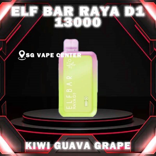 ELFBAR RAYA D1 13000 DISPOSABLE - VAPE SINGAPORE SG COD The ELFBAR RAYA D1 13000 DISPOSABLE ,  a premium disposable pod equipped with mesh coil technology, boasting an impressive 13k Puffs. Crafted by ELFBAR's expert team, the mesh coil ensures a seamless and intense flavor experience with every puff. Moreover, it featuring a screen display that will provide you with information about battery power and the remaining liquid level in your RAYA D1! Specification : Approx. 13000 Puffs Capacity 18ml Rechargeable Battery 650mAh Anti Dry-Burn Protection E-liquid & Power Display Screen Charging Port: Type-C ⚠️ELFBAR RAYA D1 13000 FLAVOUR LINE UP⚠️ Apple Orange Bubblegum Cola Kiwi Guava Grape Lychee Juicy Peach Mango Lychee Bubblegum Mango Strawberry Ice Cream Masam Bubblegum Mix Berries Peach Lychee Blackcurrant Ribena Lychee Solero Strawberry Guava SG VAPE COD SAME DAY DELIVERY , CASH ON DELIVERY ONLY. TAKE BULK ORDER /MORE ORDER PLS CONTACT ME :  SGVAPECENTER VIEW OUR DAILY NEWS INFORMATION VAPE : TELEGRAM CHANNEL