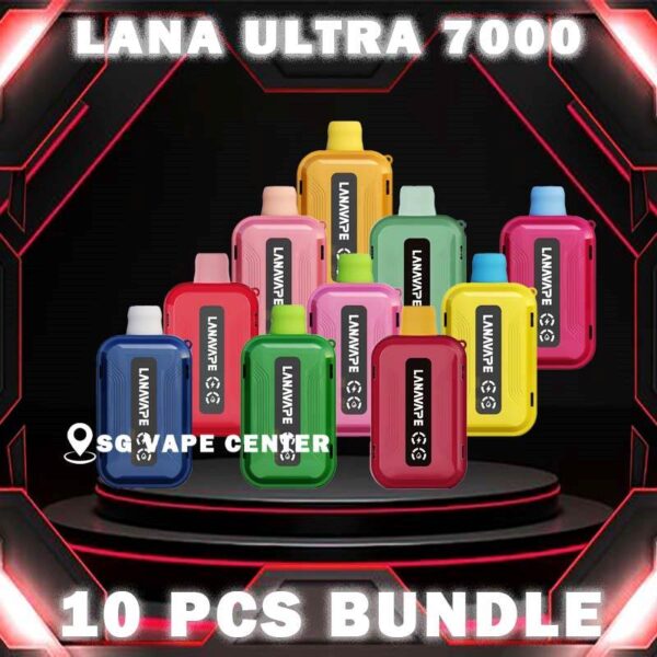 10PCS LANA ULTRA 7000 DISPOSABLE BUNDLE - SG VAPE CENTER SINGAPORE The 10PCS LANA ULTRA 7000 DISPOSABLE BUNDLE Package include : Choose 10 Pcs of LANA ULTRA 7K Puffs with amazing price ! Free Gift x1 FREE DELIVERY The LANA Ultra 7000 ( 7k ) Puffs disposable vape Ready stock in our sg singapore store online shop for same day delivery. This Kit is a vaporizer that contains 3% nicotine. This disposable device is designed to provide users with the best quality vapor possible, making it an excellent choice for those who enjoy nicotine. This device was specifically created to offer a superior experience for nicotine enthusiasts and can enhance your buzz for a significant amount of time. lt's featured an intelligent LED display shows the battery life and eliquid indicator. The battery life is shown in a percentage. The LANA Ultra 7K Puffs vape with strong flavors that outlast the competition. Specification : Puffs: 7000 Puff Nicotine strength : 3% Battery : 550mAh LED display for Battery And Prefilled with 10ml of ejuice. Rechargeable battery with Type-C charging ⚠️LANA ULTRA 7000 FLAVOUR LINE UP⚠️ Chilled Watermelon Cool Lychee Cool Sarsi Double Mint Dongding Oolong Tea Grape Ribena Honey Grape Jasmine Longjing Tea Lemon Cola Lemon Grapefruit Mango Yakult Mixed Berries Mung Bean Ice Peach Oolong Sea Salt Lemon Super Passion Fruit Strawberry Kiwi Strawberry Watermelon Tieguanyin Tea Ultra Freeze SG VAPE COD SAME DAY DELIVERY , CASH ON DELIVERY ONLY. TAKE BULK ORDER /MORE ORDER PLS CONTACT ME :  SGVAPECENTER VIEW OUR DAILY NEWS INFORMATION VAPE : TELEGRAM CHANNEL