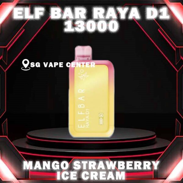 ELFBAR RAYA D1 13000 DISPOSABLE - VAPE SINGAPORE SG COD The ELFBAR RAYA D1 13000 DISPOSABLE ,  a premium disposable pod equipped with mesh coil technology, boasting an impressive 13k Puffs. Crafted by ELFBAR's expert team, the mesh coil ensures a seamless and intense flavor experience with every puff. Moreover, it featuring a screen display that will provide you with information about battery power and the remaining liquid level in your RAYA D1! Specification : Approx. 13000 Puffs Capacity 18ml Rechargeable Battery 650mAh Anti Dry-Burn Protection E-liquid & Power Display Screen Charging Port: Type-C ⚠️ELFBAR RAYA D1 13000 FLAVOUR LINE UP⚠️ Apple Orange Bubblegum Cola Kiwi Guava Grape Lychee Juicy Peach Mango Lychee Bubblegum Mango Strawberry Ice Cream Masam Bubblegum Mix Berries Peach Lychee Blackcurrant Ribena Lychee Solero Strawberry Guava SG VAPE COD SAME DAY DELIVERY , CASH ON DELIVERY ONLY. TAKE BULK ORDER /MORE ORDER PLS CONTACT ME :  SGVAPECENTER VIEW OUR DAILY NEWS INFORMATION VAPE : TELEGRAM CHANNEL