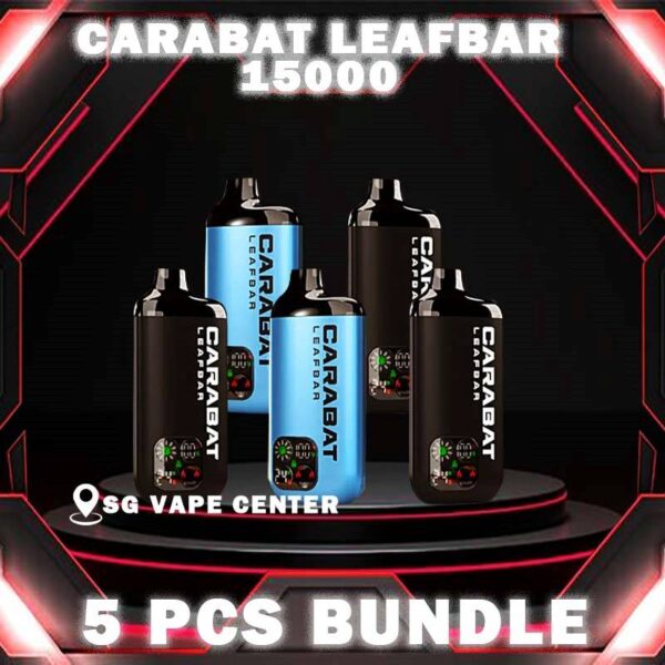 5PCS CARABAT LEAFBAR 15000 BUNDLE - SG VAPE CENTER SINGAPORE The 5PCS CARABAT LEAFBAR 15000 BUNDLE Package include : Choose 5 Pcs of CARABAT LEAFBAR 15k Puffs with amazing price ! Free Gift x1 FREE DELIVERY The CARABAT LEAFBAR 15000 DISPOSABLE VAPE Ready stock in singapore store sg online shop line up. The CARABAT LEAFBAR 15k is starter kit & prefilled cartridge pod system design,  This kit is lasted production from CARABAT VAPE company, available 10 +plus flavour for singapore vaper choose!try it now! The new carabat leafbar 15000 puffs is ready stock in Singapore. The device is comes with starter kit and pod version. Battery device and flavor pod is included in starter kit package, the pod package only comes with pod. If you looking for big capacity vape device, the carabat leafbar is your first choice because it can support up to 15000 puffs per device! STARTER KIT Package Include : X1 Carabat Device X1 Prefilled Pod 15k Puffs CARTRIDGE Package Include : X1 Prefilled Pod 15k Puffs Specification : Nicotine 5 % Approx. 15000 Puffs Safety Child Lock Dual Mesh Coil Adjustable Airflow Rechargeable Battery (Type C Port) ⚠️CARABAT LEAFBAR 15000 STARTER KIT & POD FLAVOUR LINE UP⚠️ Energy Drink Vanilla Milkshake Double Guava Popcorn Caramel Rootbeer Pineapple Berry Citrus Tobacco Vanilla Blackcurrant Lychee Watermelon Splash Mango Shak Honeydew Melon Lychee Blackcurrant Mango Watermelon SG VAPE COD SAME DAY DELIVERY , CASH ON DELIVERY ONLY. TAKE BULK ORDER /MORE ORDER PLS CONTACT ME :  SGVAPECENTER VIEW OUR DAILY NEWS INFORMATION VAPE : TELEGRAM CHANNEL