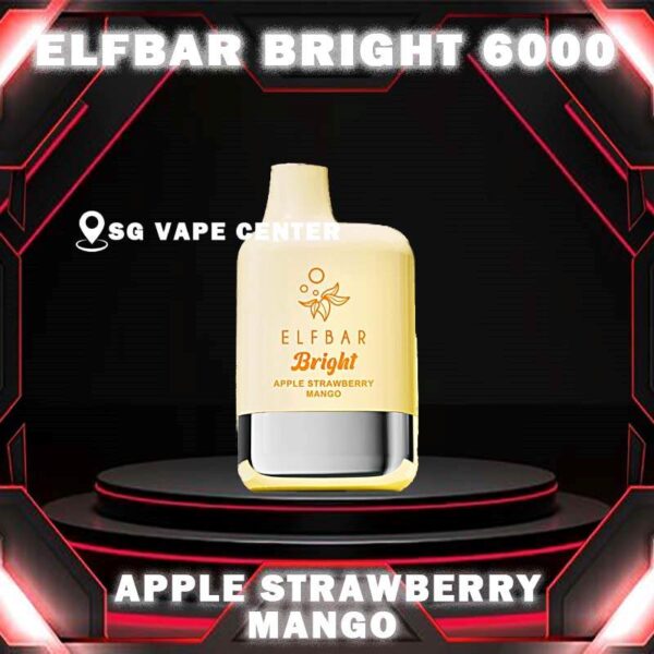 ELFBAR BRIGHT 6000 ( 6K ) DISPOSABLE - SG VAPE CENTER SINGAPORE The Elfbar Bright 6000 Puffs Disposable vape ready stock in our sg singapore store online shop for same day delivery. Feel the elfbar bright 6k combination of power and flavor. With QUAQ MESH, every puff unleashes a powerful throat hit bursting with flavor. Fresh Taste, Fresh Vibes! Newest flavor lineup yet. Indulge in rich, satisfying tastes that make every inhale a delight. Try it now ELF BAR BRIGHT! Note: Battery power shall not be released normally when the ambient temperature is lower than -5℃. We suggest before the activation, this product shall be left in a warm environment for about three days to restore battery discharge capacity. Specification : Puff: 6000 Puffs Nicotine Strength: 50mg / 5% Battery Capacity: 400mAh Charging Port: Type-C Rechargeable ⚠️ELFBAR BRIGHT 6000 FLAVOUR LIST⚠️ Apple Strawberry Mango Bubblegum Mint Double Peach Mango Watermelon Double Strawberry Ice Cream Double Strawberry Juicy Peach Fanta Lemon Cola Lychee Grape Honeydew Mixed Kiwi Passion Strawberry Grape Bubblegum SG VAPE COD SAME DAY DELIVERY , CASH ON DELIVERY ONLY. TAKE BULK ORDER /MORE ORDER PLS CONTACT ME :  SGVAPECENTER VIEW OUR DAILY NEWS INFORMATION VAPE : TELEGRAM CHANNEL