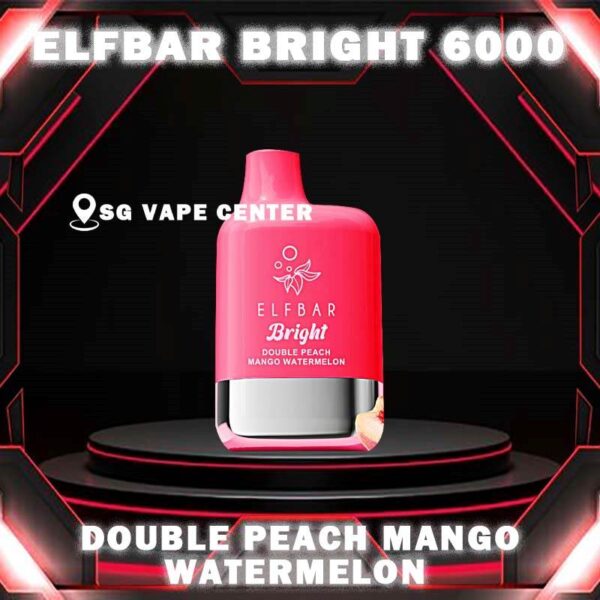 ELFBAR BRIGHT 6000 ( 6K ) DISPOSABLE - SG VAPE CENTER SINGAPORE The Elfbar Bright 6000 Puffs Disposable vape ready stock in our sg singapore store online shop for same day delivery. Feel the elfbar bright 6k combination of power and flavor. With QUAQ MESH, every puff unleashes a powerful throat hit bursting with flavor. Fresh Taste, Fresh Vibes! Newest flavor lineup yet. Indulge in rich, satisfying tastes that make every inhale a delight. Try it now ELF BAR BRIGHT! Note: Battery power shall not be released normally when the ambient temperature is lower than -5℃. We suggest before the activation, this product shall be left in a warm environment for about three days to restore battery discharge capacity. Specification : Puff: 6000 Puffs Nicotine Strength: 50mg / 5% Battery Capacity: 400mAh Charging Port: Type-C Rechargeable ⚠️ELFBAR BRIGHT 6000 FLAVOUR LIST⚠️ Apple Strawberry Mango Bubblegum Mint Double Peach Mango Watermelon Double Strawberry Ice Cream Double Strawberry Juicy Peach Fanta Lemon Cola Lychee Grape Honeydew Mixed Kiwi Passion Strawberry Grape Bubblegum SG VAPE COD SAME DAY DELIVERY , CASH ON DELIVERY ONLY. TAKE BULK ORDER /MORE ORDER PLS CONTACT ME :  SGVAPECENTER VIEW OUR DAILY NEWS INFORMATION VAPE : TELEGRAM CHANNEL