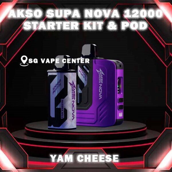 AKSO SUPA NOVA 12000 STARTER KIT & PREFILLED POD - SG VAPE CENTER SINGAPORE The AKSO SUPA NOVA 12000 puffs disposable vape is Starter Kit & Prefilled Pod design ,ready stock in our sg singapore store online shop for same day delivery. Introducing the AKSO Supa Nova 12k closed pod disposable vape, crafted for flexibility and ease of use. It features adjustable wattage ranging from 10W to 20W, allowing users to customize their vaping experience. Safety is paramount with a child lock and a rechargeable battery equipped with anti-overcharge and auto cut-off systems. Monitoring your vape is simple with liquid and battery indicators, ensuring you're always informed. Adjust the airflow to your liking and enjoy up to 12,000 puffs per cartridge. Plus, it's compatible with cartridges from the Akso Supa Pro series, offering compatibility and versatility for vapers. Designed with user safety and convenience in mind. It features a child lock mechanism where activation and deactivation require pressing any button for 3 seconds, preventing accidental operation. The rechargeable battery includes anti-overcharge protection and an auto cut-off system, ensuring prolonged battery lifespan and safe charging practices. NOTE: AKSO SUPA NOVA 12K KIT & POD COMPATIBLE WITH AKSO SUPA PRO 12K KIT & POD. Specifications : Puff: 12000 Puffs Nicotine Strength: 5% Adjustable wattage : 10W to 20W Liquid and battery indicator Charging Port: 650 mAh Rechargeable Type-C ⚠️AKSO SUPA NOVA 12000 FLAVOUR LINE UP⚠️ Blackcurrant Butter Mint Candy Chocolate Mint Honeydew Mango Oat Crunch Sirap Bandung Strawberry Banana Custard Strawberry Mango Strawberry Yam Cheese Vanilla Tobacco Apple Custard Milk Caramel Passion Soursop Mango Cranberry Grape Watermelon Gummy Mango Passion Grape SG VAPE COD SAME DAY DELIVERY , CASH ON DELIVERY ONLY. TAKE BULK ORDER /MORE ORDER PLS CONTACT ME :  SGVAPECENTER VIEW OUR DAILY NEWS INFORMATION VAPE : TELEGRAM CHANNEL